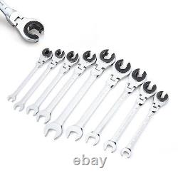 Ratcheting Wrench Set with Open Flex-head, 12PCS Metric (8-19mm) Combination