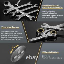 Ratcheting Wrench Set with Open Flex-head, 12PCS Metric (8-19mm) Combination