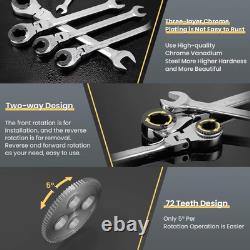 Ratcheting Wrench Set with Open Flex-head, 12PCS Metric (8-19mm) Combination