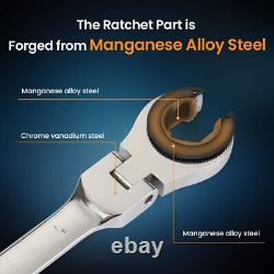 Ratcheting Wrench Set with Open Flex-head, 12PCS Metric (8-19mm) Combination