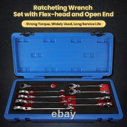 Ratcheting Wrench Set with Open Flex-head, 12PCS Metric (8-19mm) Combination