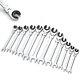 Ratcheting Wrench Set With Open Flex-head, 12pcs Metric Tubing Combination
