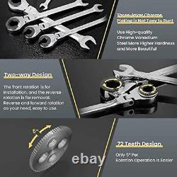 Ratcheting Wrench Set with Open Flex-head, 12PCS Metric Tubing Combination