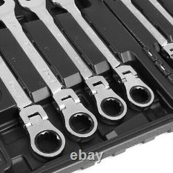 Ratcheting Wrench Tool Box Pivoting Head-Swivel 180 Degree Set Of 12 Pcs 15mm