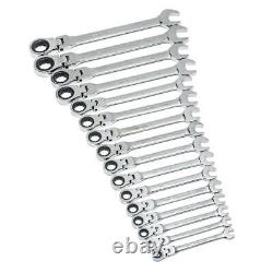 Ratcheting Wrench Tool Set Mechanic Metric 72-Tooth Flex Head Combination 16 PC
