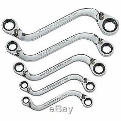 Reversible S-Shape Double Box Ratcheting Metric Wrench Set 5 Pc. 12 Point 5° ARC