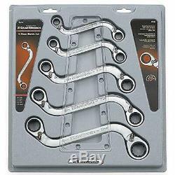 Reversible S-Shape Double Box Ratcheting Metric Wrench Set 5 Pc. 12 Point 5° ARC