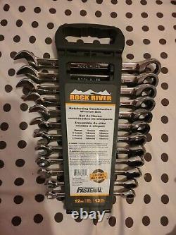 Rock River 12Pc 12-Point Metric Geared Ratcheting Combination Wrench Set 8-19 MM