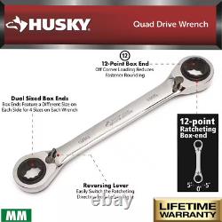 SAE/MM Quad Drive Ratcheting Wrench Set (4-Piece)