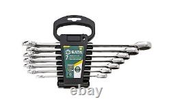 SATA 7-Piece Metric 120P Professional Combination Ratcheting Wrench Set with