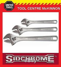 SIDCHROME 3pce CHROME PLATED ADJUSTABLE WRENCH SHIFTER SET 4, 6 & 8