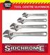 Sidchrome 4pce Chrome Plated Adjustable Wrench Shifter Set 6, 8, 10 & 12