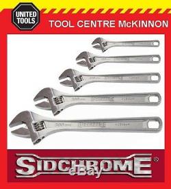 SIDCHROME 5pce CHROME PLATED ADJUSTABLE WRENCH SHIFTER SET 4, 6, 8, 10 & 12