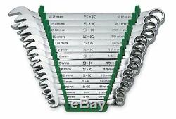 SK Hand Tool 86265 15 Piece 12 Point Metric Combination Chrome Wrench Set