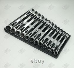 SK Hand Tools 12pc 6pt Metric Combination Chrome X-Frame Wrench Set 80019