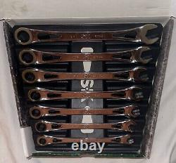 SK Tools 7 Piece Fractional X-Frame Combination Ratcheting Wrench Set 80049