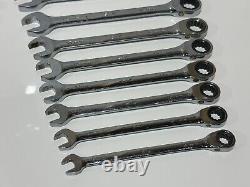 SK Tools USA 89300 RARE 12pc Spline Drive Ratcheting Metric Wrench Set, 8mm-19mm