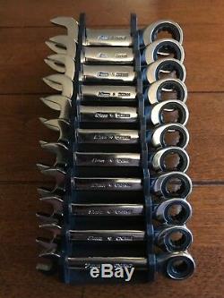 SNAP ON 12-Point Metric Short Ratcheting Combination 11Pc Wrench Set 7-17mm