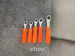 SNAP ON ORANGE HARD HANDLE Metric RATCHETING OFFSET BOX WRENCH SET 5 PIECE Set