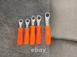 SNAP ON ORANGE HARD HANDLE Metric RATCHETING OFFSET BOX WRENCH SET 5 PIECE Set