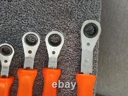 SNAP ON ORANGE HARD HANDLE Metric RATCHETING OFFSET BOX WRENCH SET 5 PIECE Set