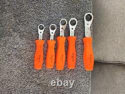 SNAP ON ORANGE HARD HANDLE Metric RATCHETING OFFSET BOX WRENCH SET 5 PIECE Set