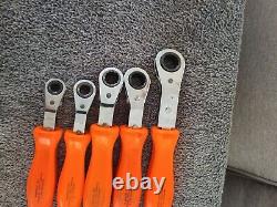 SNAP ON ORANGE HARD HANDLE Metric RATCHETING OFFSET BOX WRENCH SET 5 PIECE Set