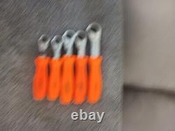 SNAP ON ORANGE HARD HANDLE Metric RATCHETING OFFSET BOX WRENCH SET 5 PIECE Set