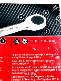 SNAP ON TOOLS OXKRM705 5pc Metric 0° Offset Short Ratcheting Combo Wrench Set