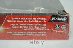 SNAP ON TOOLS USA OXKRM707 7PC Metric Short Ratcheting Combo Box End Wrench Set