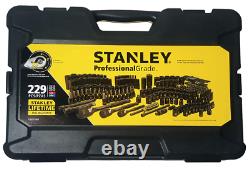 STANLEY Professional Grade Black Chrome NEW Mechanics Tool Set Socket Set-229