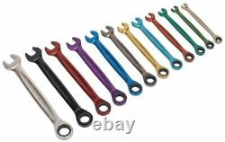 Sealey AK63917 Combination Ratchet Spanner Set 12pc Multi-Coloured Metric