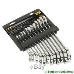 Sealey Siegen S0635 Flexible Head Ratchet Combination Spanner Wrench Set Metric