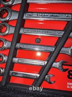Sears Craftsman USA Nos 8pc Ratcheting Combination Wrench Set SAE 42444 Rare