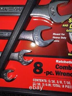 Sears Craftsman USA Nos 8pc Ratcheting Combination Wrench Set SAE 42444 Rare