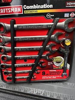 Sears Craftsman USA Nos 8pc Ratcheting Combination Wrench Set SAE 42444 Rare