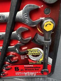 Sears Craftsman USA Nos 8pc Ratcheting Combination Wrench Set SAE 42444 Rare