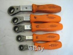 Set 5 Snap-On Orange Handled Metric Reversible Ratcheting Wrench 8,10,13,14,15mm
