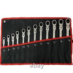 Set Combination Ratchet Wrench with Flexible Head, Dual-Purpose Ratchet Tool, Ra