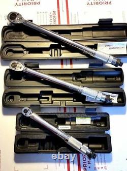 Set of 3 Pro Reversible Click Type Torque Wrench Sizes 1/4, 3/8, 1/2