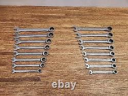 Set of Gearwrench Ratcheting Wrenches Metric and SAE, 16 piece Set