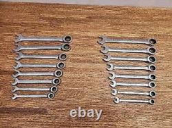 Set of Gearwrench Ratcheting Wrenches Metric and SAE, 16 piece Set