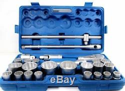 Shallow Socket Set 26pc 3/4 and 1 Inch Drive 21mm 65mm Metric Ratchet SS301