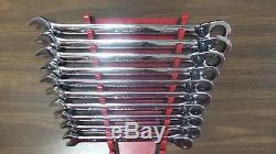 Snap-On 10pc Metric Flank Drive 12 Point Ratcheting Combination Wrench Set