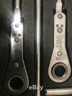 Snap On 5 pc 12 Pt. Metric T-Handle Ratcheting Box Wrench Set RTBM14 (GS)