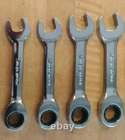 Snap On 7 Pc SAE 0° Offset Short Ratcheting Combination Wrench Set OXKR707 MINT