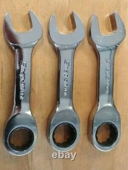 Snap On 7 Pc SAE 0° Offset Short Ratcheting Combination Wrench Set OXKR707 MINT