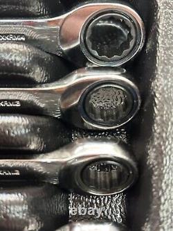 Snap-On 7-Wrench 12-pt. Short Ratchet Set 8-14mm, OXKRM707, Lightly Used