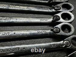 Snap On 7 pc 12-Point SAE Reversible Ratchet Wrench Set 3/8-3/4 Read details