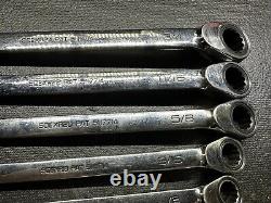 Snap On 7 pc 12-Point SAE Reversible Ratchet Wrench Set 3/8-3/4 Read details